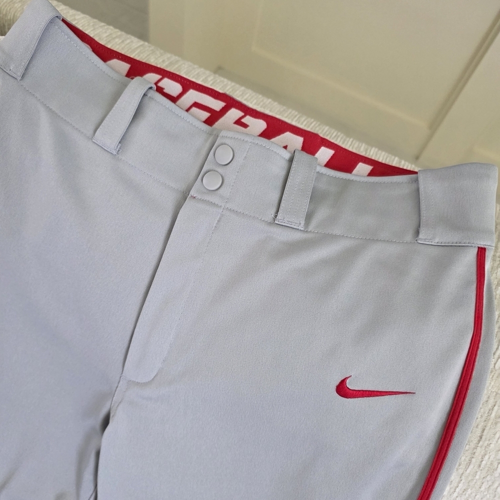 NIKE Baseball Men's Gray Pants with Red Accents Size M - Picture 2 of 12